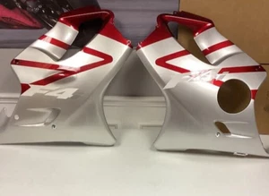 LEFT & RIGHT SIDE FAIRINGS FOR HONDA CBR 600 (2001 - 2007) SILVER & RED W/ F4i - Picture 1 of 7