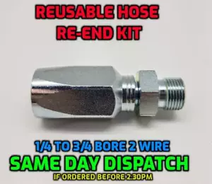 Kit de re-end de manguera hidráulica reutilizable macho BSP R2T - 2 SN - 2 cables - Imagen 1 de 3