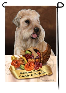 Thanksgiving Garden Flag - Wheaten Terrier Show Cut 132 - Picture 1 of 1
