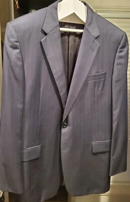 $1495 Recent Hickey Freeman Mens Blue Pinstripe 2pc Suit Jacket 44L - 100% Wool - Image 1 of 4