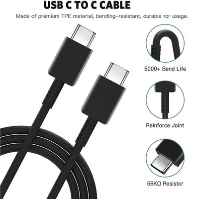 USB-C to USB C Type-C Super Fast Charging Cable Data SYNC Charger Cord 3Ft - Image 1 of 4