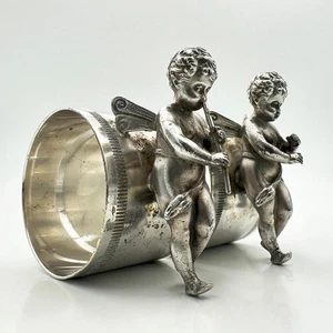 ANTIQUE PAIR GERMAN WMF NOVELTY CHERUB NAPKIN RINGS - Picture 1 of 9