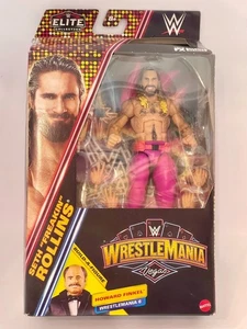 WWE Elite WrestleMania Seth 'Freakin' Rollins Vegas BAF  / Howard Finkel New - Picture 1 of 2