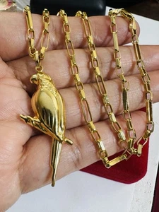 New Pure 18K 750 Dubai Real Gold Women’s Bird Necklace 18” Inch 7.2g 3.2mm - Picture 1 of 23