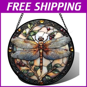 Dragonfly Plant Suncatcher Window Decoration 14.9x14.9 in - Foto 1 di 8