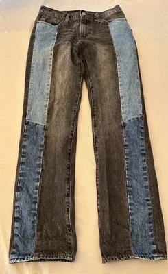 Levis 511 Jeans Mens 30x32 Fits 29L Colorblock Black Patchwork Slim Fit Big E - Image 1 of 4