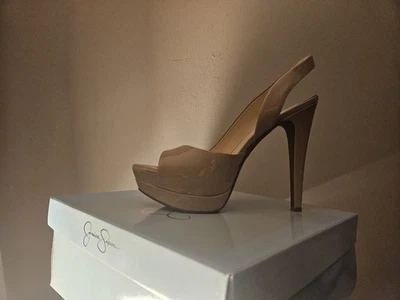 Sandalias Jessica Simpson para mujer 10 Sabella tacones beige con cordones, ¡totalmente nuevas! Caja Foto 1 de 4