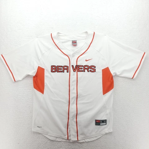 Vintage Oregon State Beavers Mens Jersey Medium White Orange College Baseball Cover