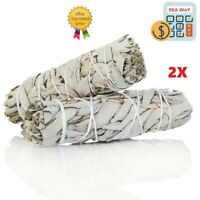 2 Pack White Sage smudge Sticks Herb Cleansing Negativity Removal 4" - 5"   