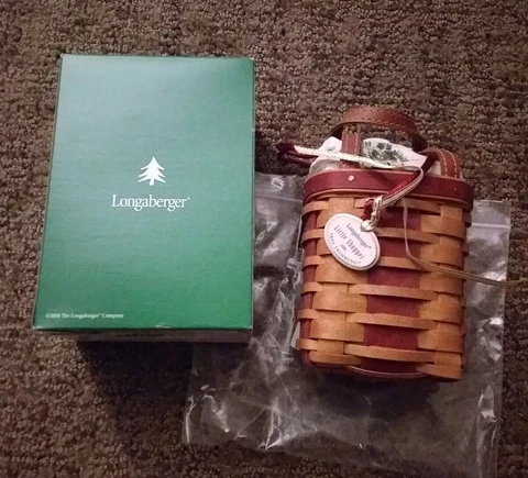 Longaberger Tree Trimming 2008 LITTLE SHOPPER Basket Complete Set with Box Red Cover