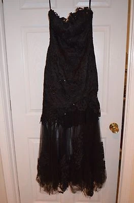 Vestido negro Flirt by Maggie Sotter para mujer 6 concurso formal graduación usado 1X usado en excelente estado Foto 1 de 4