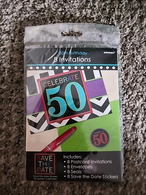 INVITACIONES DE CUMPLEAÑOS OVER THE HILL Party Continues 50 (8) ~ Tarjetas de suministros Foto 1 de 3
