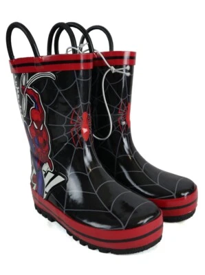 Ultimate Spider-Man Boys Toddler Rain Boots Size 7 Marvel Comics Black New - Image 1 of 4