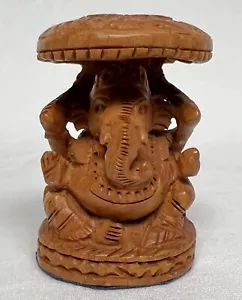 Wooden Ganesha Statue 2.5" Inches - Ganesh Idol - India Elephant God - Ganesha - Picture 1 of 8