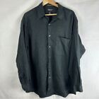 LIZ CLAIBORNE Vintage 100% Linen Oversized Button Down Shirt Size Large Black