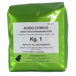 ACIDO CITRICO MONOIDRATO KG. 1 - PURO 100% (BUSTA) - Foto 1 di 1
