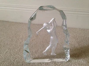 Smith Glass Lady Golfer Statue, Paperweight, Bookend, NIB - Picture 1 of 11