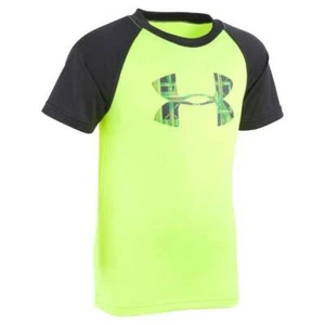 Under Armour Shirt Logo Yellow Short Sleeve Raglan Boys Tee-size 4 - Picture 1 of 3