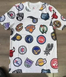 Men's Basketball Sports Multiple Teams Logo Jerseys White Size Large - Picture 1 of 6