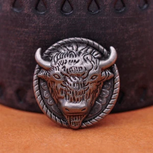 25*26mm 10pcs COWBOY BULL SADDLE ANTIQUE SILVER LEATHER BELT RIVETBACK CONCHOS - Picture 1 of 9