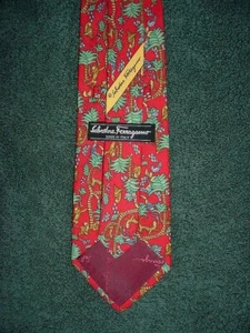 Salvatore Ferragamo Mens Silk Tie 57 3/4" X 3 3/4" Made In Italy - Picture 1 of 9