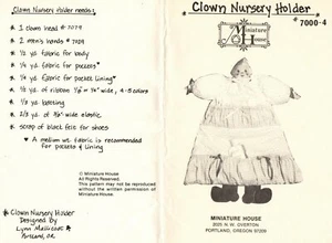 Payaso Guardería Patrón de Costura #7000-4 por Miniature House Nuevo de Lote Antiguo - Imagen 1 de 2