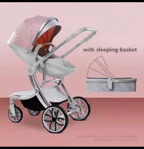 Baby Pram 2 In1 Comes With Bassinet Pink colour With a free baby book🎁 - Picture 1 of 10