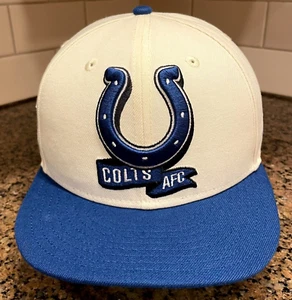 Indianapolis Colts New Era 59Fifty NFL Cap Hat Fitted Size 7 3/8 White Blue - Picture 1 of 8