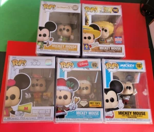 Mickey Mouse FUNKO POP 5 FIGUREs 50th Anniversary Christmas Club 5 PLASTIC CASES - Picture 1 of 6