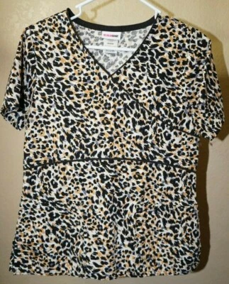ScrubStar XS/XCH animal print short sleeve v neck scrub top for ladies - Image 1 of 4