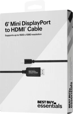 Best Buy essentials™ - 6' Mini DisplayPort to HDMI Cable - Black - Image 1 of 4