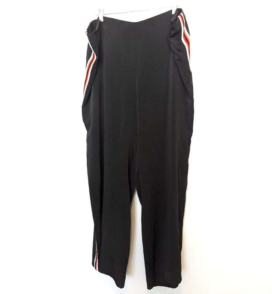 МЯГКОЕ ОКРУЖЕНИЕ широкие брюки женщин плюс размер 3 X черный тянуть на полоски комфорта - Изображение 1 из 4