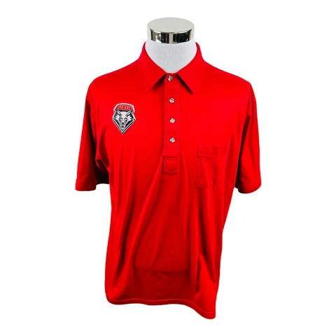 Vintage 90s New Mexico Lobos NCAA Red Short Sleeve Polo Shirt Men's XL Cover