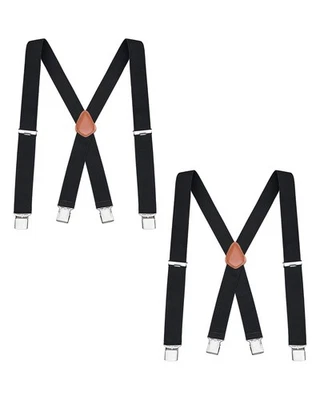 Buyless Fashion 2 Pack Suspenders Men - 48" Elastic Adjustable Straps 1 1/4" - X - Image 1 of 4