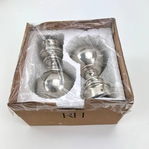 Restoration Hardware Medium Silver Metal Estate Ball Finials (Set Of 2) - Picture 1 of 7