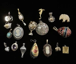 18 Vintage Gold Tone Sterling Silver Tone Pendant Jewelry Lot EGG Elephant + - Picture 1 of 6