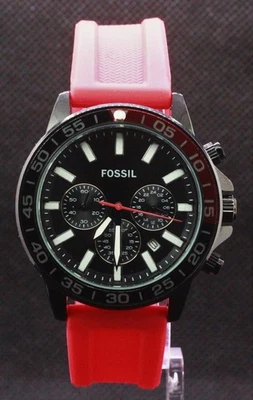 Красивый хронограф Fossil в черный циферблат кварцевые часы с индикатором даты. - Изображение 1 из 4