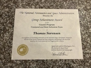 Original NASA Cassini Spacecraft & Huggins Probe To Saturn Achievement Award - Picture 1 of 7