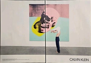 2017 - 2 PG PRINT AD - CALVIN KLEIN FASHION CLOTHING AD - ANDY WARHOL : SKULL - Picture 1 of 1