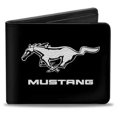 Bi-Fold Wallet Mustang/TEXT Black/White Logo CENTERED (Importación USA) - Imagen 1 de 4