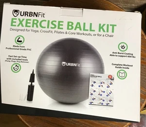 URBNFit Exercise Ball Kit - Blue - 18" w/ Pump, Plugs, Workout Guide - NEW - Picture 1 of 6