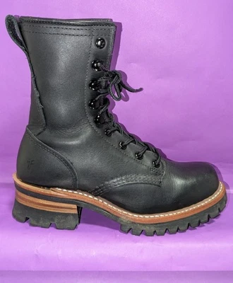 Frye Logger Combat Black Leather Lace Up Boots  Women’s Size 6-6.5 Next2new!💓😍 - Image 1 of 4