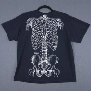 Vintage Leslie Arwin Skeleton Shirt Mens 2XL Black Anatomy Art Double Sided 1978 - Picture 1 of 11
