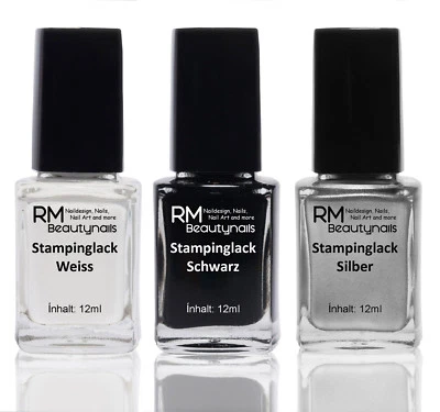 Stamping Lack Set Stempellack Nail Art Nagellack Schwarz Stampinglack 3x12ml - Bild 1 von 4