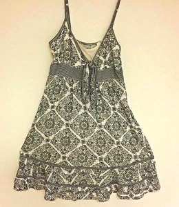 Energie Sundress Dress Adj Straps Halter Black White Pattern Women’s Medium - Picture 1 of 5