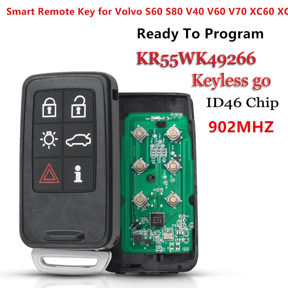 for Volvo S60 S80 V40 V60 V70 XC60 XC70 Smart Remote Key Fob KR55WK49266 902MHz Foto 1 de 4
