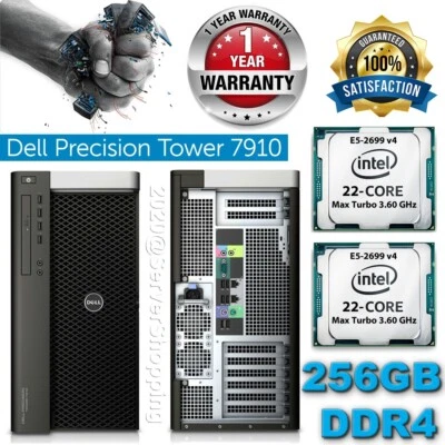 Dell Precision T7910 44-CORE 2x Xeon E5-2699v4 2.20GHz 256GB DDR4 512GB SSD+12TB - Image 1 of 4