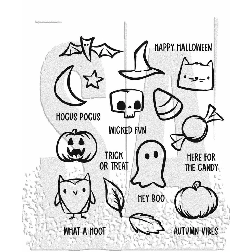 Tim Holtz Stampers Anonymous "TINY FRIGHTS" Cling Stamp Set Halloween 2023 - Imagem 1 de 1