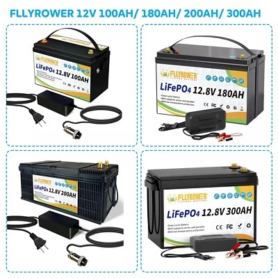 POWER QUEEN 12V 100Ah 180Ah 200Ah 300Ah Lithium Batterie LiFePO4 Akku für Wohnmobil Solar