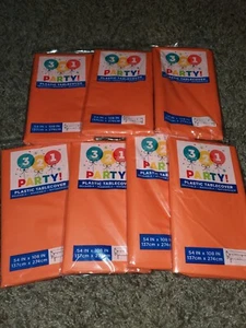 54" x 108" Tablecloth Rectangle Birthday Plastic Table Cover ORANGE Lot Of 7 - Picture 1 of 2